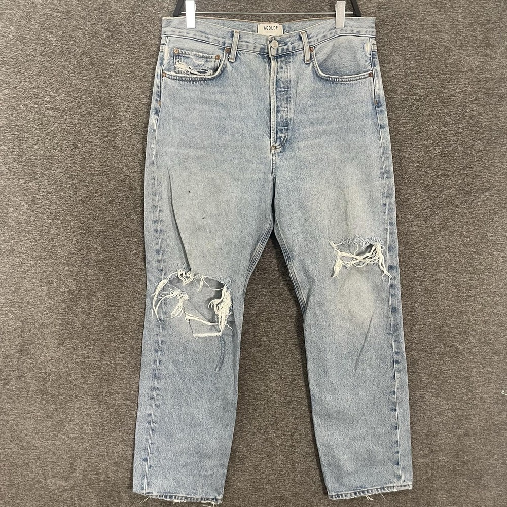 Agolde 90s Jeans Womens 29 Light Wash High Rise Relaxed Straight Distressed